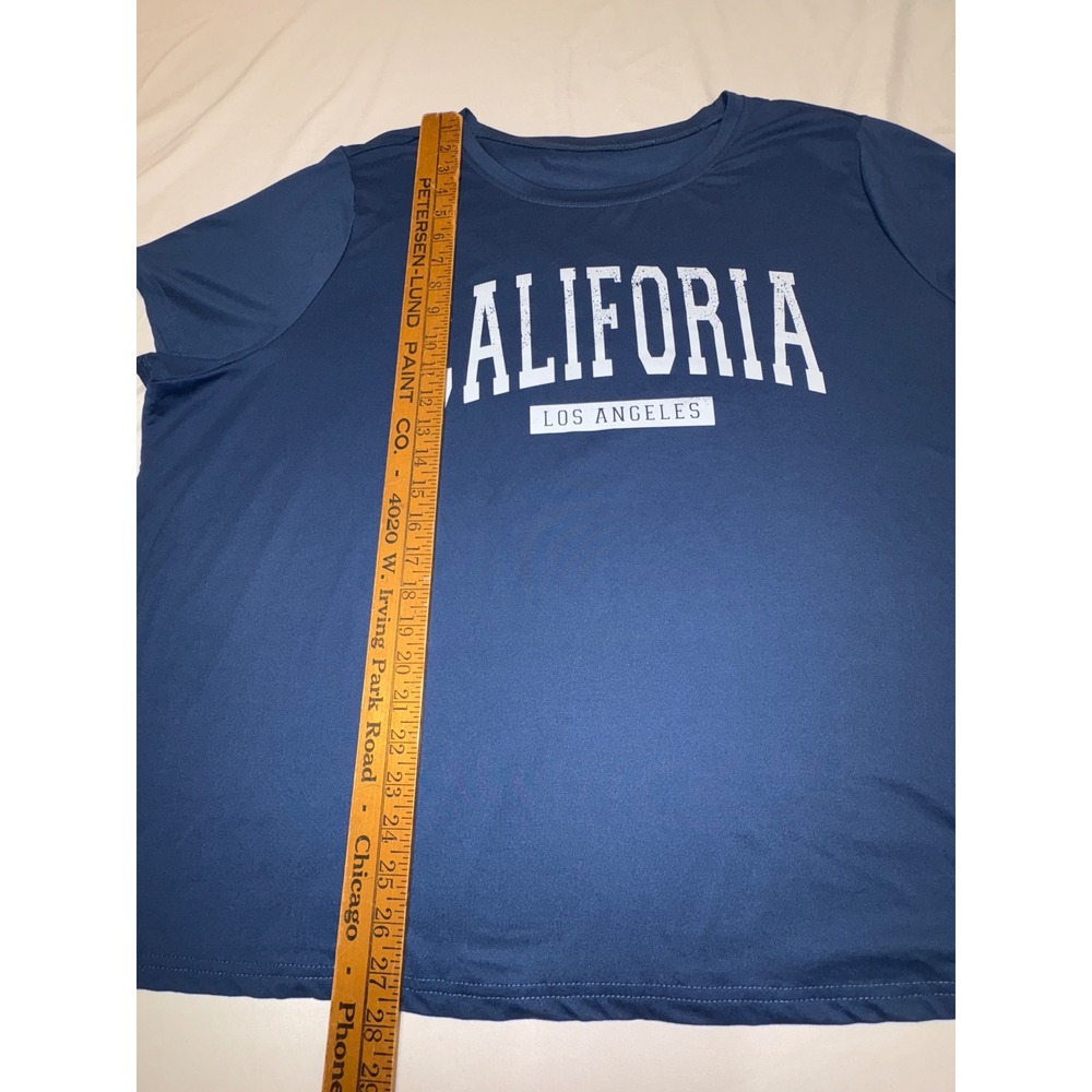 California Los Angeles Graphic T-Shirt Navy Blue Short Sleeve Crew Neck Top - Picture 3 of 4
